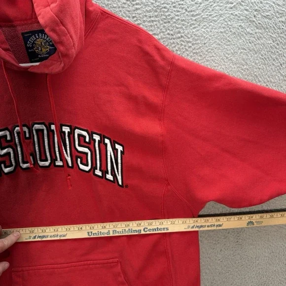 Vintage Wisconsin Badgers Sweatshirt Adult XL Red Hoodie Reverse Weave 90s Y2K - Picture 3 of 9